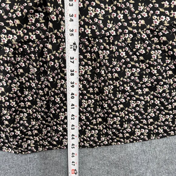 Liumilac Ditsy Floral Midi Dress Prairie Peasant Boho Dark Romantic Black Size X - Picture 11 of 12